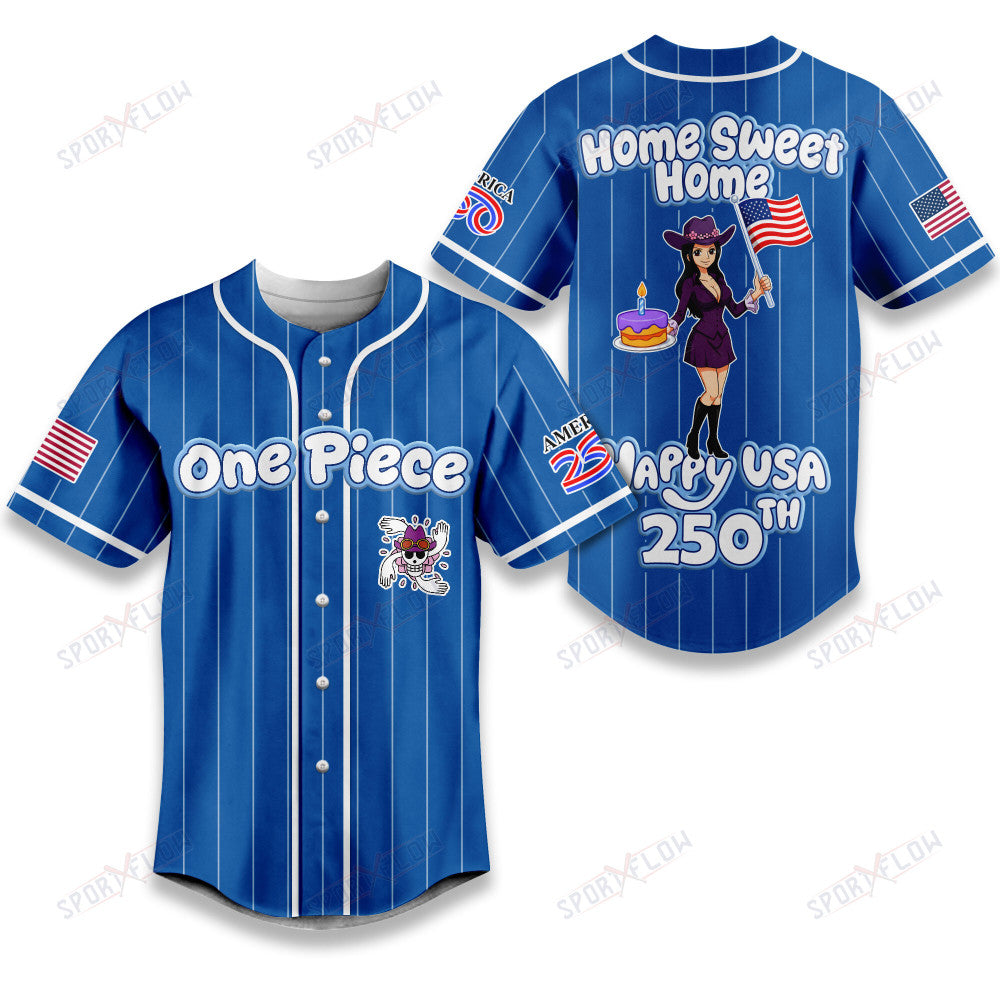 One Piece Nico Robin Home Sweet Home Happy Usa 250Th Baseball Jersey