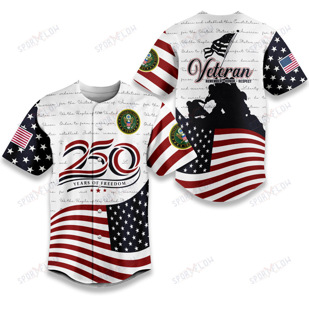 Us Army 250 Years Of Liberty Anthem Baseball Jersey
