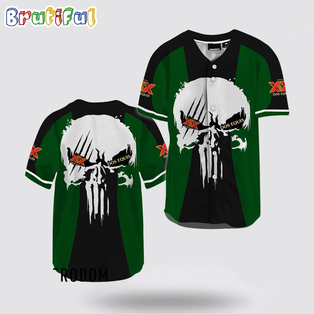 Ghost Head White Skull Dos Equis Baseball Jersey