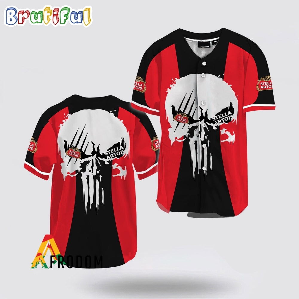 Ghost Head White Skull Stella Artois Baseball Jersey
