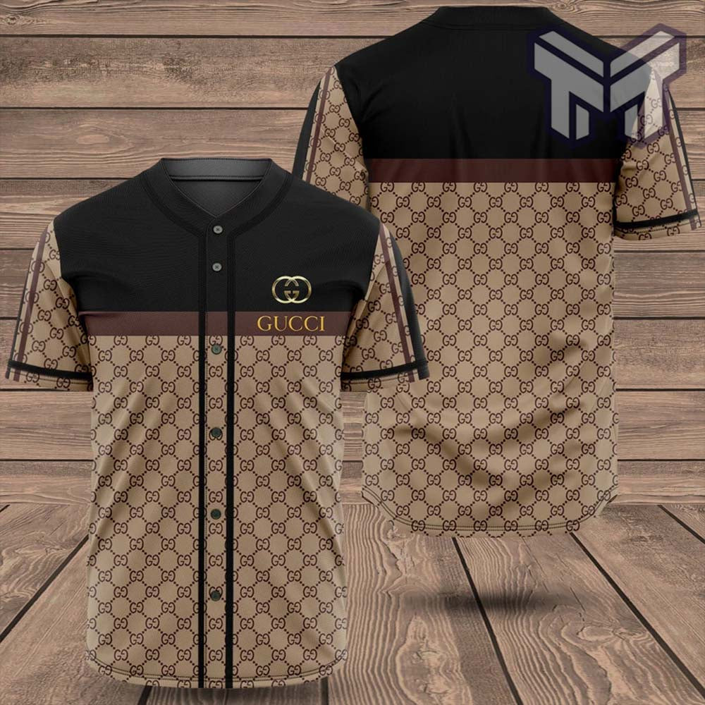 Gucci Brown Baseball Jersey Shirt Luxury Clothing Clothes Sport For Men Women Hot  Type03