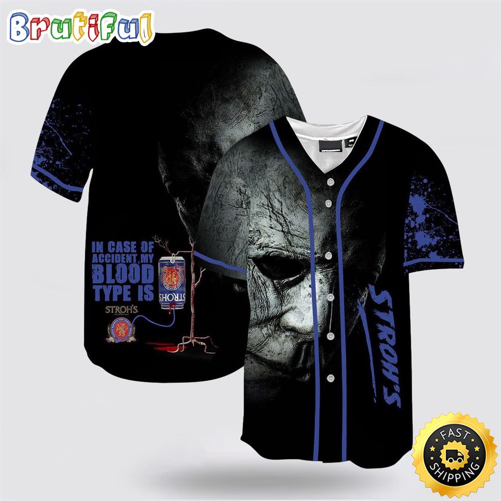 Halloween Horror Michael Myers Stroh'S Beer Baseball Jersey