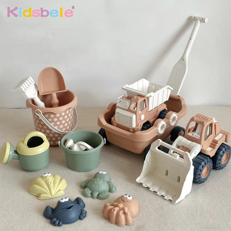Children’s Beach Play Set – Portable Sand Truck, Shovel, Storage Bucket, and Digging Tools for Summer Outdoor Garden or Seaside Fun