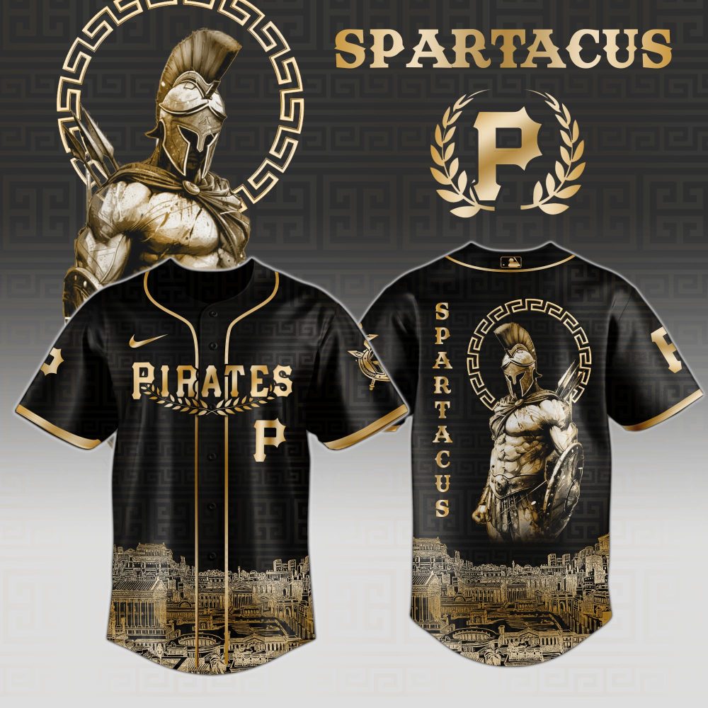 Spartacus Gladiator Baseball Jersey - Bold Black &amp; Gold Design For Fans