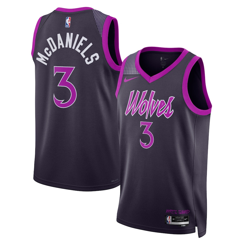 Minnesota Timberwolves 202526 City Edition Swingman Jersey Black Jaden Mcdaniels Unisex | RTJ13338