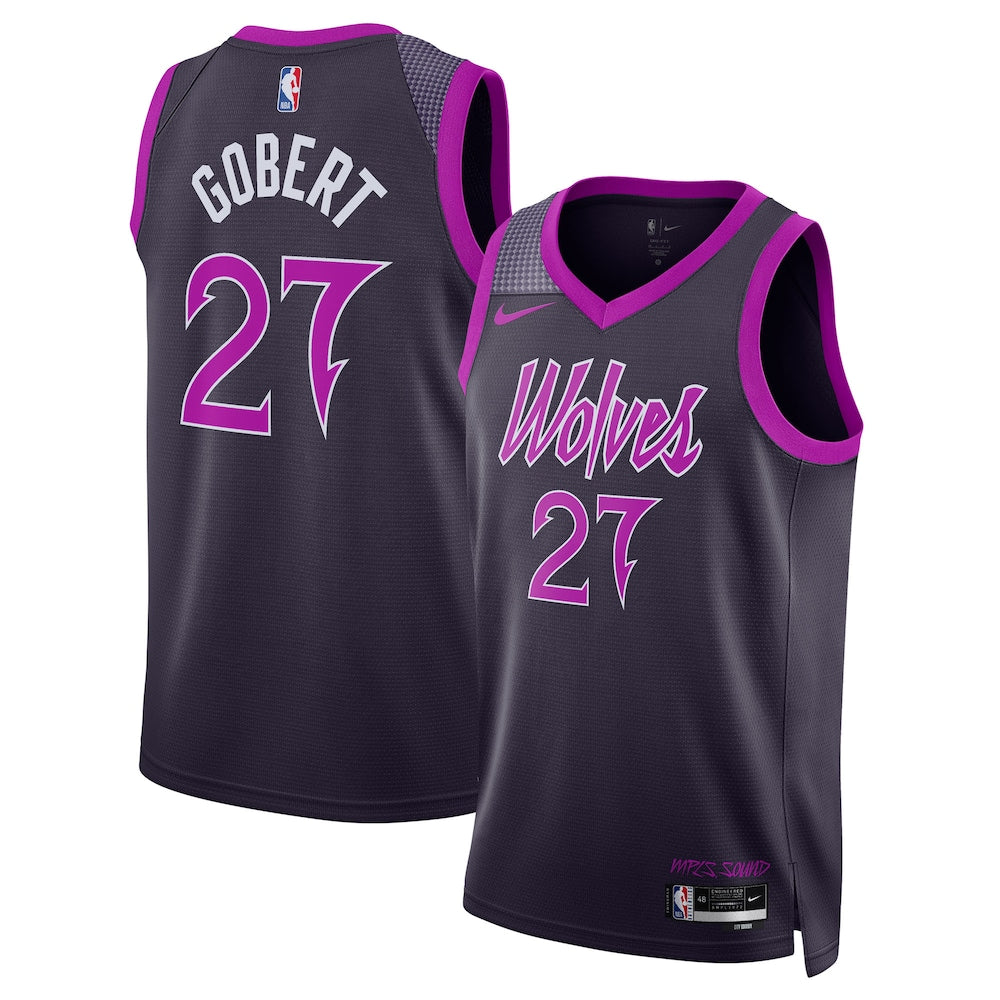 Minnesota Timberwolves 202526 City Edition Swingman Jersey Black Rudy Gobert Unisex | RTJ13233