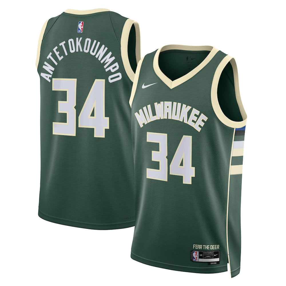 Milwaukee Bucks Icon Edition Swingman Jersey Hunter Green Giannis Antetokounmpo Unisex | RTJ13178