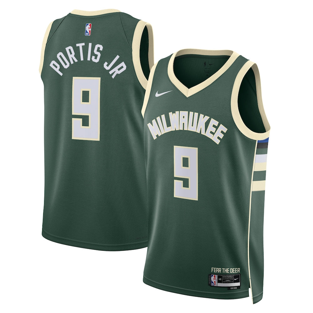 Milwaukee Bucks Icon Edition Swingman Jersey Hunter Green Bobby Portis Jr Unisex | Stitched Jersey RTJS 12122