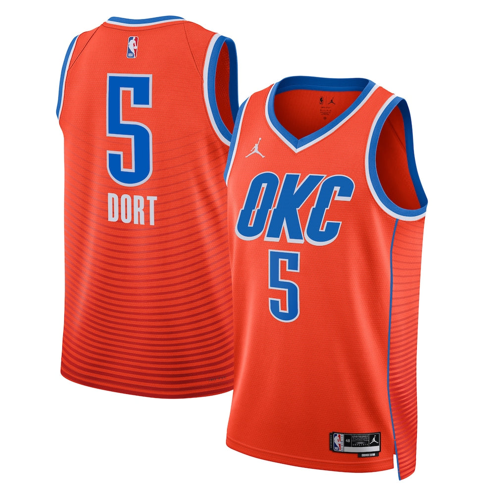 Oklahoma City Thunder Jordan Statement Edition Swingman Jersey Orange Luguentz Dort Unisex | Stitched Jersey RTJS 11943