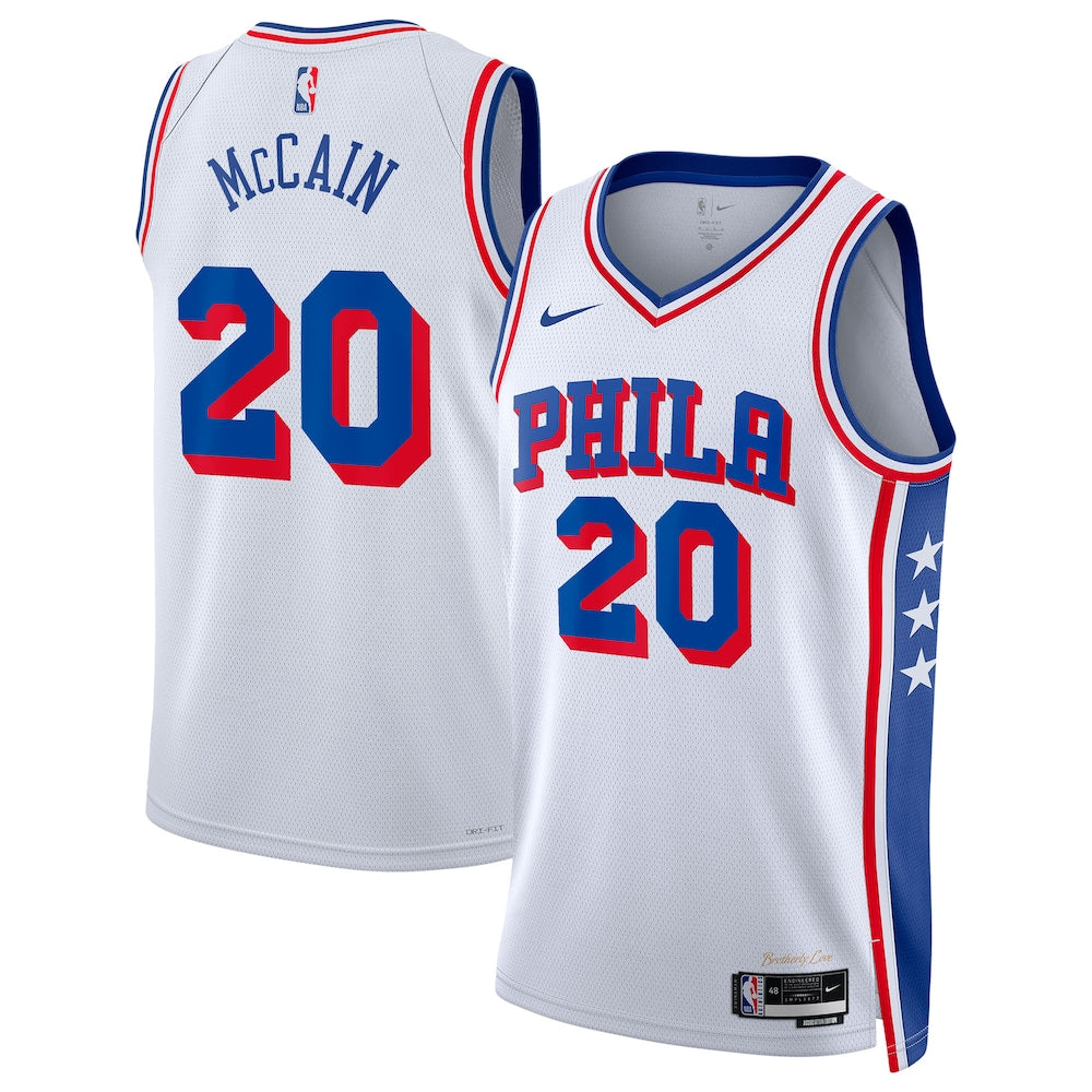 Philadelphia 76Ers Association Edition Swingman Jersey White Jared Mccain Unisex | Stitched Jersey RTJS 11904