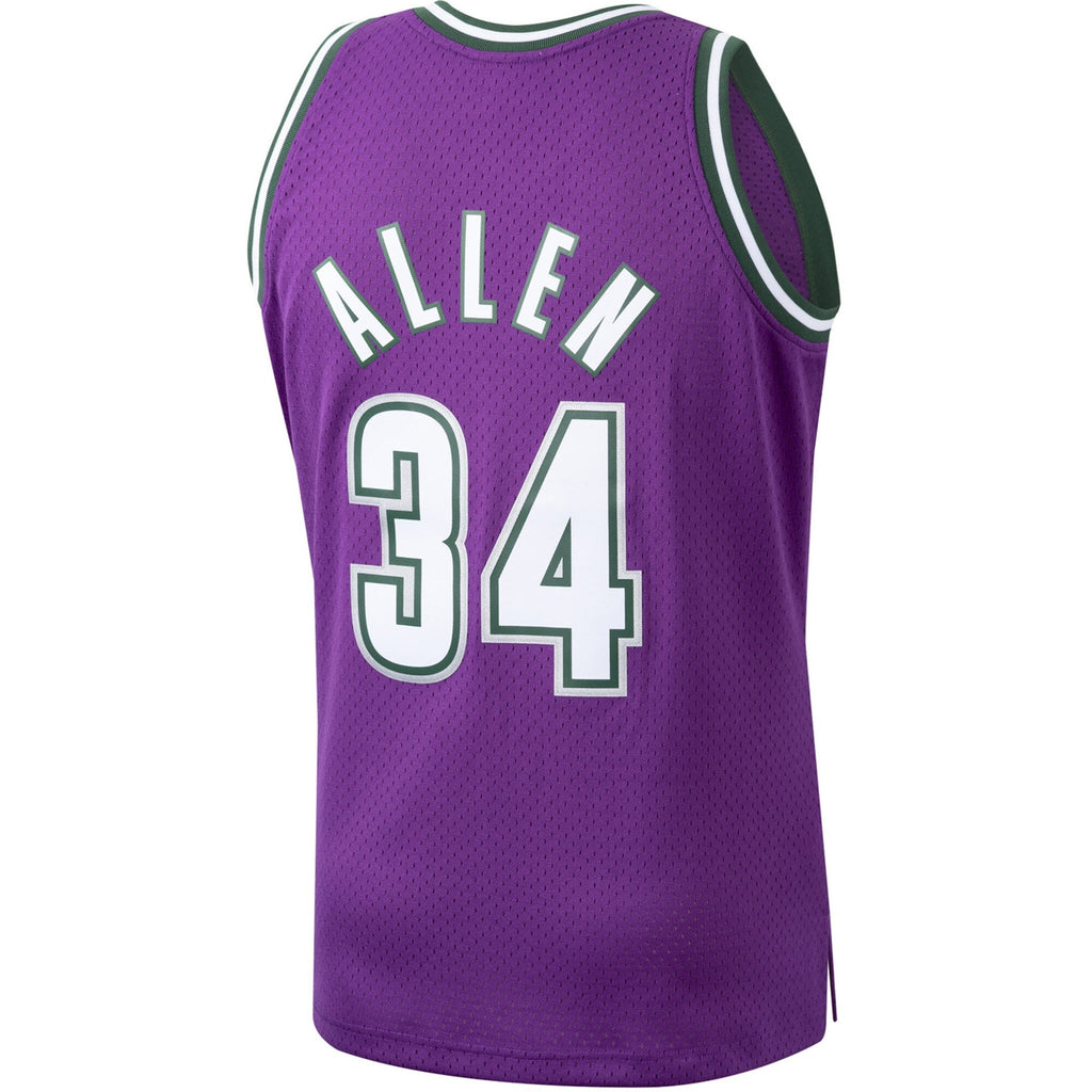 Men's Mitchell & Ness Ray Allen Milwaukee Bucks Purple 2000-01 Hardwood Classics Swingman Jersey