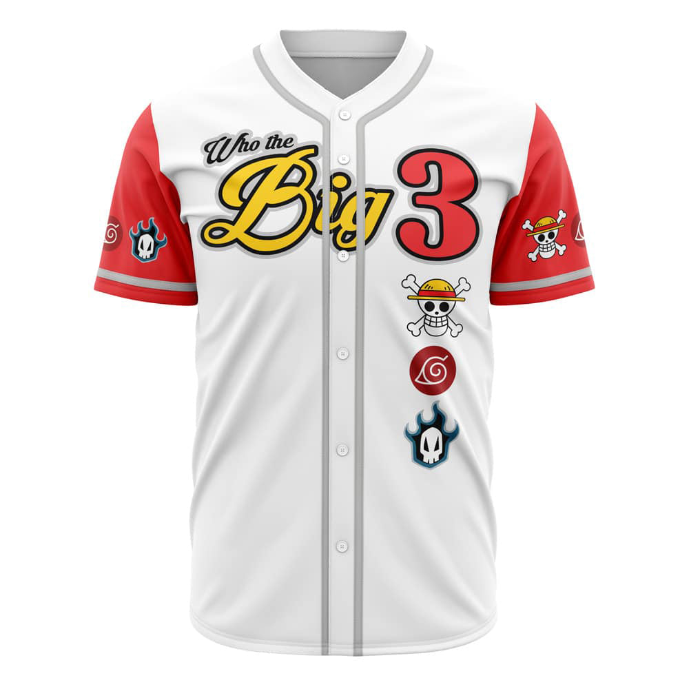 Anime Fan'S Dream: Big 3 Baseball Jersey - Unique Design, Bold Style!